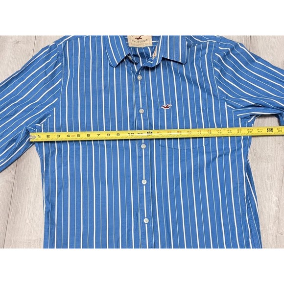 Hollister Shirt Mens XL Blue Striped Long Sleeve Button Up Casual Cotton Men - Picture 9 of 9